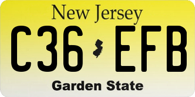 NJ license plate C36EFB