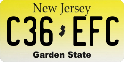 NJ license plate C36EFC