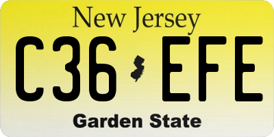 NJ license plate C36EFE