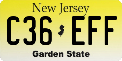 NJ license plate C36EFF