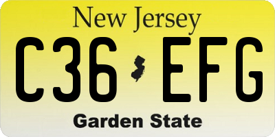 NJ license plate C36EFG