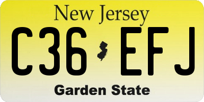 NJ license plate C36EFJ
