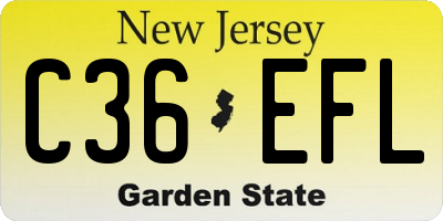 NJ license plate C36EFL