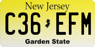 NJ license plate C36EFM