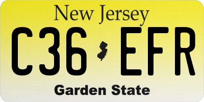 NJ license plate C36EFR