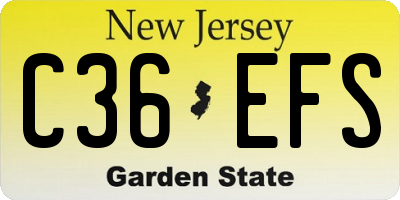 NJ license plate C36EFS