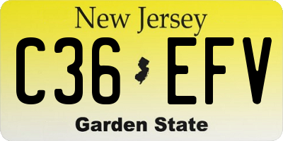 NJ license plate C36EFV