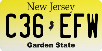 NJ license plate C36EFW