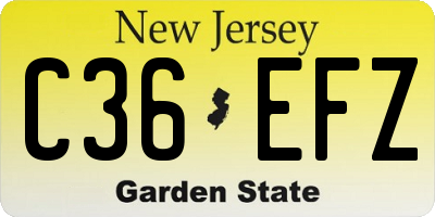 NJ license plate C36EFZ