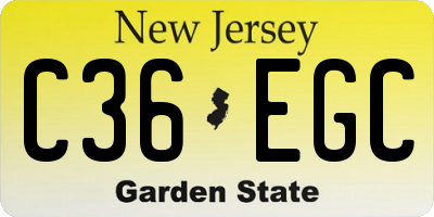NJ license plate C36EGC