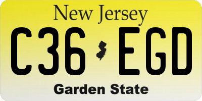 NJ license plate C36EGD