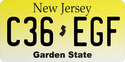 NJ license plate C36EGF