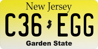 NJ license plate C36EGG