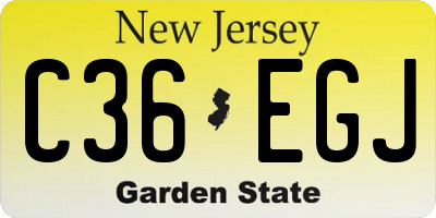NJ license plate C36EGJ