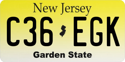 NJ license plate C36EGK