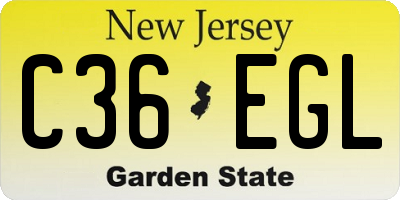 NJ license plate C36EGL