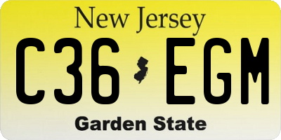 NJ license plate C36EGM