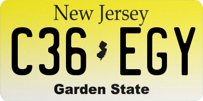 NJ license plate C36EGY