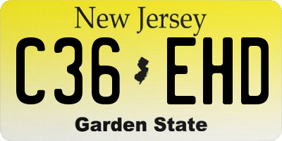 NJ license plate C36EHD