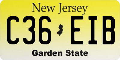 NJ license plate C36EIB