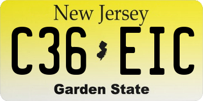 NJ license plate C36EIC
