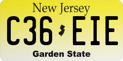 NJ license plate C36EIE