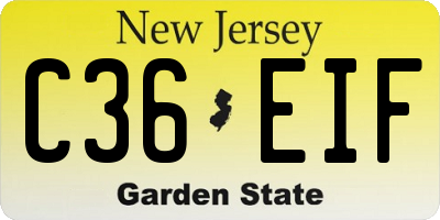 NJ license plate C36EIF