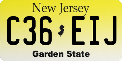 NJ license plate C36EIJ