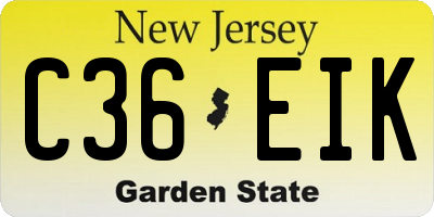 NJ license plate C36EIK