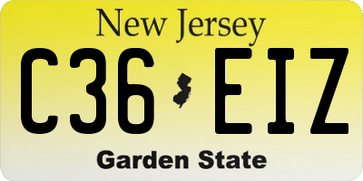NJ license plate C36EIZ