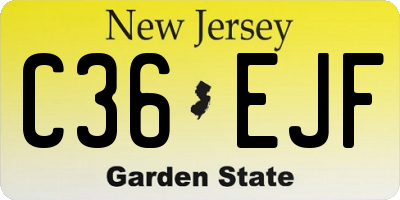 NJ license plate C36EJF