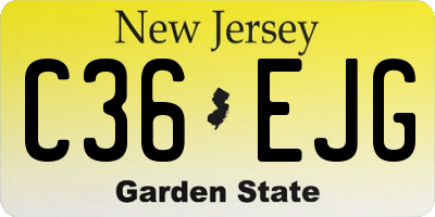 NJ license plate C36EJG