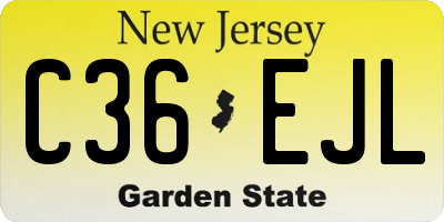 NJ license plate C36EJL