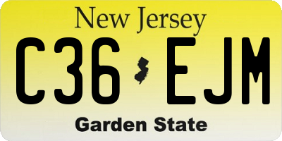 NJ license plate C36EJM