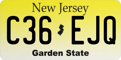 NJ license plate C36EJQ