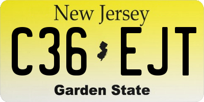 NJ license plate C36EJT