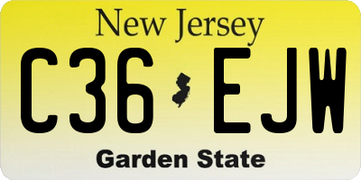 NJ license plate C36EJW