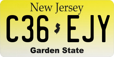 NJ license plate C36EJY