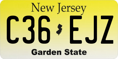 NJ license plate C36EJZ