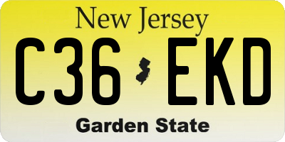 NJ license plate C36EKD