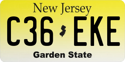 NJ license plate C36EKE