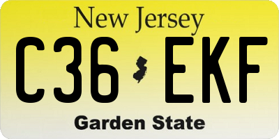 NJ license plate C36EKF