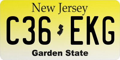 NJ license plate C36EKG