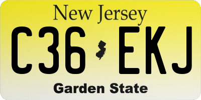 NJ license plate C36EKJ