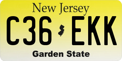 NJ license plate C36EKK