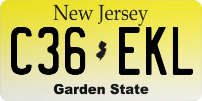 NJ license plate C36EKL
