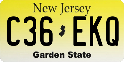 NJ license plate C36EKQ
