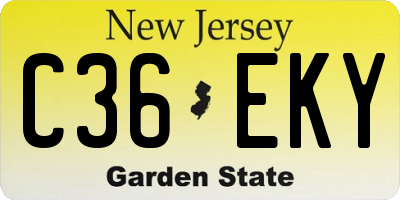NJ license plate C36EKY