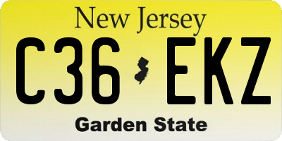 NJ license plate C36EKZ