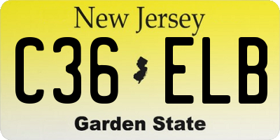 NJ license plate C36ELB